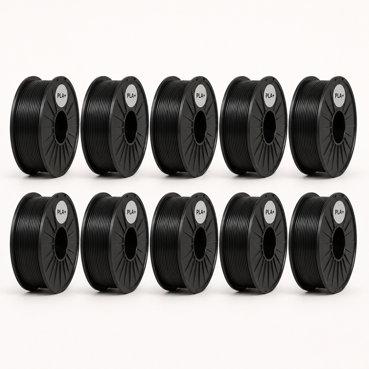 10 kg PLA Plus Filament Schwarz – zehn Spulen mit je 1 kg