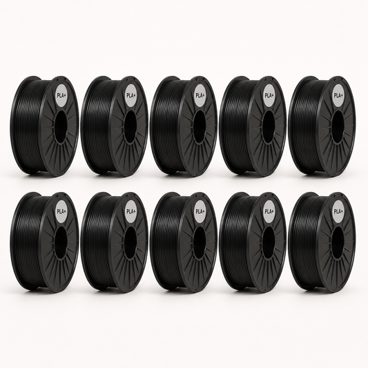 10 kg PLA Plus Filament Schwarz – zehn Spulen mit je 1 kg